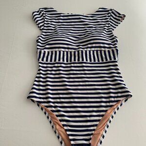 J. CREW NAVY/WHITE STRIPED BATHING SUIT, NWT